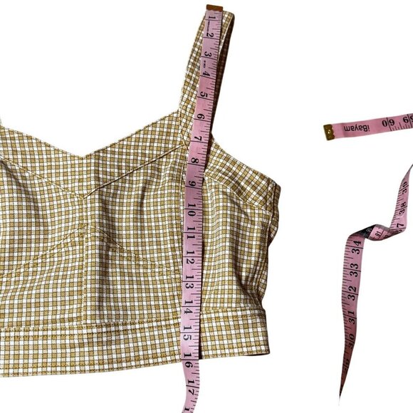 Madewell Denim Supercrop Tank Top Mini Check Plaid Cotton & Tencel Size 4 NWOT - Picture 6 of 10